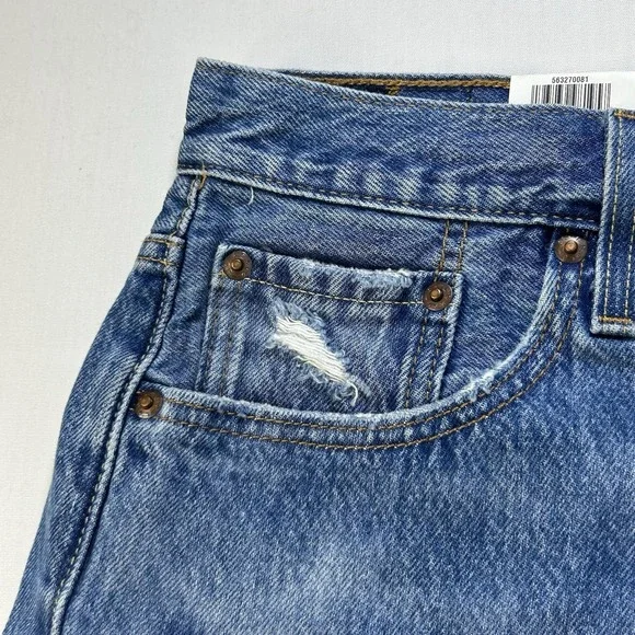 Levis Premium 501 Jean Shorts Women 27 Blue BIG E High Rise Distressed Cut Off - Picture 12 of 16